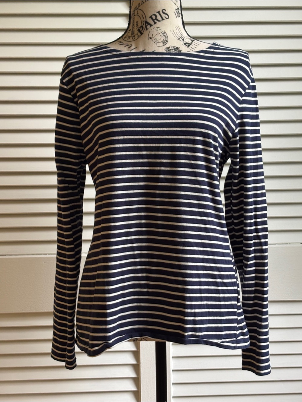 Mariner Striped Navy and White Long-Sleeve Women's Top L